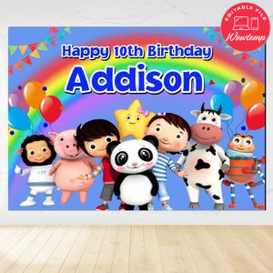 Little Baby Bum Birthday Backdrop Digital File Template Instant Download