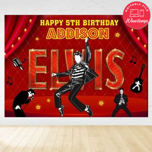 Elvis Birthday Backdrop Digital File Template Instant Download