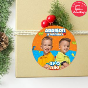 Vlad And Niki Circle Sticker Template Customizable to Print at Home Instant Download