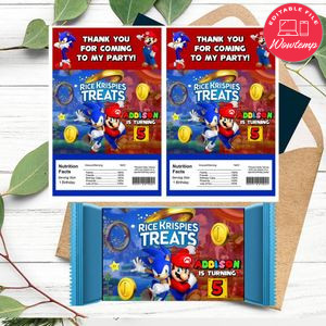 Sonic Mario Rice Krispies Treats Template Printable Instant Download