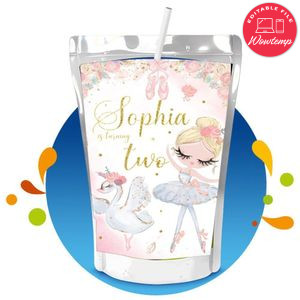 Ballerina and swan Capri Sun Birthday Labels Digital File Printable Instant Download