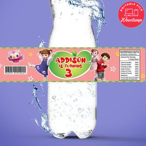 Kongsuni and friends Birthday Water Bottle Label Template to Print at Home Instant Download