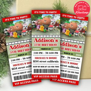 Brown And Friends Ticket Invitation Customizable Template Instant Download