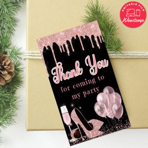 Sweet 16 Pink Thank You Tag Customizable Template To Print At Home Instant Download