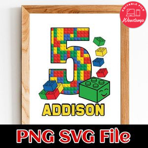 Block Birthday PNG file template