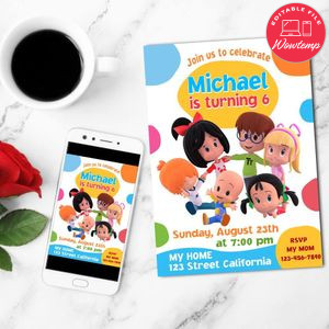 Cleo and cuquin Birthday Invitation Customizable Template to Print at Home Instant Download