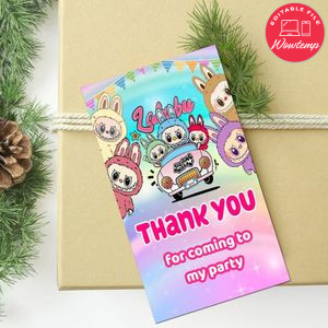 Labubu Thank You Tag Customizable Template To Print At Home Instant Download