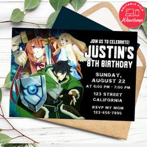 Shield Hero Invitation Customizable Template to Print at Home Instant Download