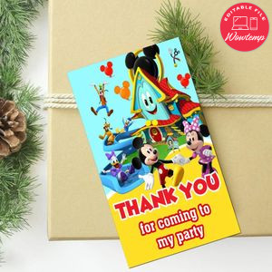 Mickey Mouse Funhouse Thank You Tag Customizable Template To Print At Home Instant Download