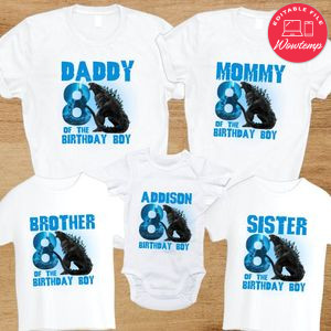 Godzilla Family Birthday PNG file template