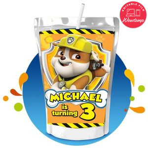 Rubble paw patrol Capri Sun Birthday Label Digital File Printable Instant Download