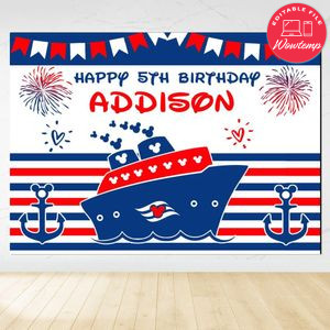 Disney Cruise Birthday Backdrop Digital File Template Instant Download