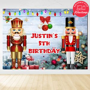 Christmas Nutcracker Birthday Backdrop Digital File Template Instant Download