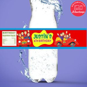 Wiggles Birthday Water Bottle Label Template to Print at Home Instant Download