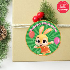 Jeni pinkfong Circle Sticker Template Customizable to Print at Home Instant Download