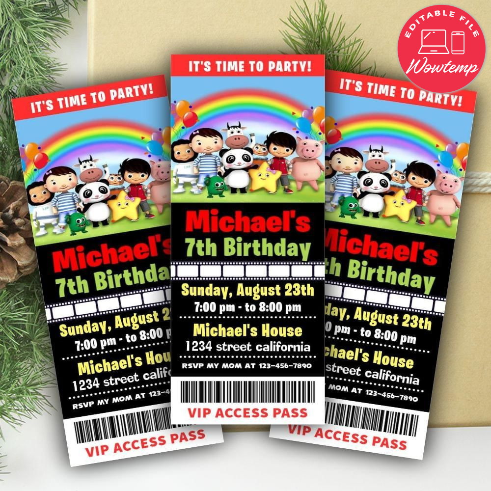 Little Baby Bum Birthday Ticket Ticket Invitation Customizable Template Instant Download