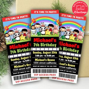 Little Baby Bum Birthday Ticket Ticket Invitation Customizable Template Instant Download