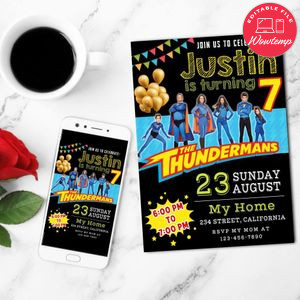 The Thundermans Birthday Mobile Invite Customizable Template Instant Download