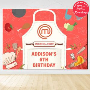 Masterchef Birthday Backdrop Digital File Template Instant Download