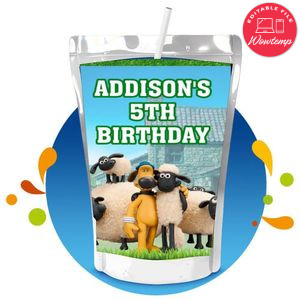 Shaun the Sheep Capri Sun Birthday Labels Digital File Printable Instant Download
