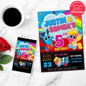 Corn and Peg Birthday Flyer Customizable Template to Print at Home Instant Download