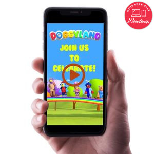 Doggyland Birthday Video Invitation Digital Template Customizable Instant Download