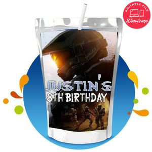 Halo Capri Sun Birthday Labels Digital File Printable Instant Download