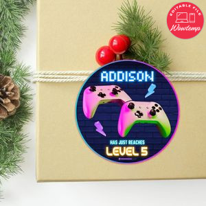 Video Game Circle Sticker Template Customizable To Print At Home Instant Download