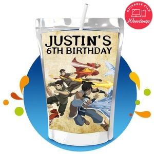 The legend of Korra Capri Sun Birthday Labels Digital File Printable Instant Download
