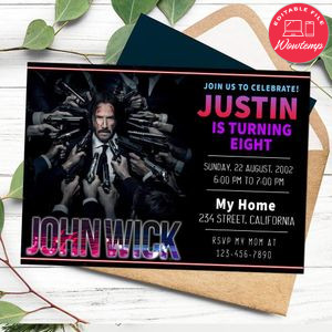 John Wick Invitation Customizable Template to Print at Home Instant Download