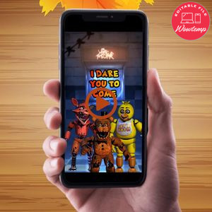 Five Nights at Freddy's Birthday Video Invitation Digital Template Customizable Instant Download