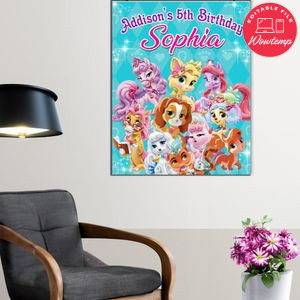 Princess Palace Pets Birthday Poster Digital File Printable Instant Download