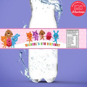 Sago Mini Birthday Water Bottle Label Template to Print at Home Instant Download