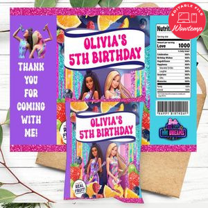 Barbie Big City Birthday Party Fruit Snack Bag Digital File Printable Instant Download