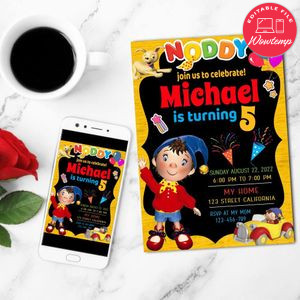 Noddy Mobile Invite Customizable Template Instant Download