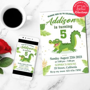 Cocodrilo Tic Tac Mobile Invite Customizable Template Instant Download