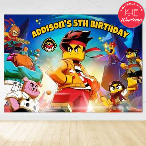 Monkie kid Birthday Backdrop Digital File Template Instant Download