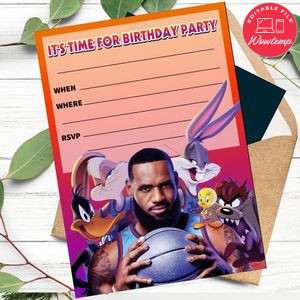 Space Jam 2 fill in blank Invitation Customizable Template to Print at Home Instant Download