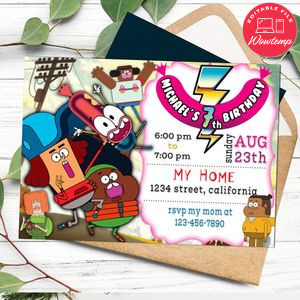 Pinky Malinky Birthday Invitation Customizable Template to Print at Home Instant Download