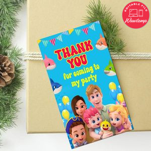 Bebefinn Thank You Tag Customizable Template To Print At Home Instant Download