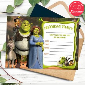 Shrek fill in blank Invitation Customizable Template to Print at Home Instant Download