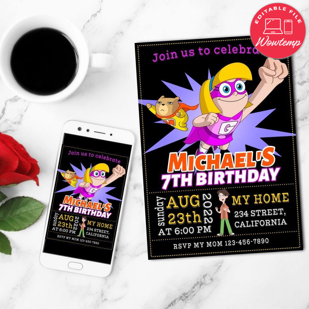 Hamster And Gretel Birthday Flyer Customizable Template to Print at Home Instant Download