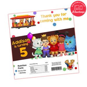 Daniel tiger chocolate bar wrapper Template Printable Instant Download