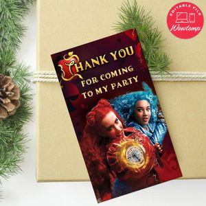 Descendants Rise Of The Red Thank You Tag Customizable Template To Print At Home Instant Download