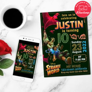 Strange World Disney Mobile Invite Customizable Template Instant Download