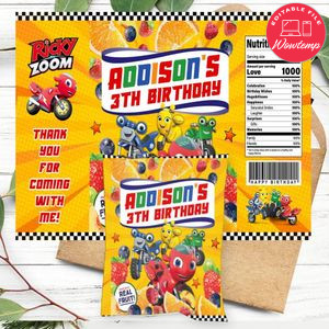 Ricky Zoom Birthday Party Fruit Snack Bag Digital File Printable Instant Download