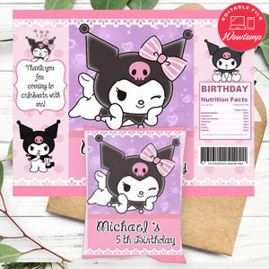 Kuromi Birthday Chip Bag Digital File Printable Instant Download