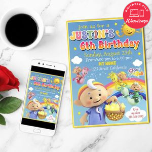 Cloudbabies Birthday Invitation Customizable Template to Print at Home Instant Download
