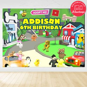 Adopt Me Birthday Backdrop Digital File Template Instant Download