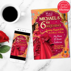 Elena of Avalor Birthday Invitation Customizable Template to Print at Home Instant Download